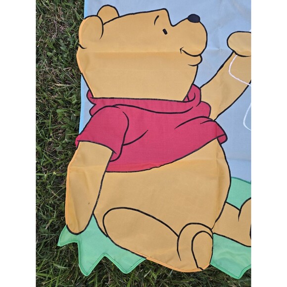 DISNEY WINNIE THE POOH KITE FLYING FLOWER SUMMER FUN APPLIQUE LARGE YARD FLAG NW - Picture 2 of 7